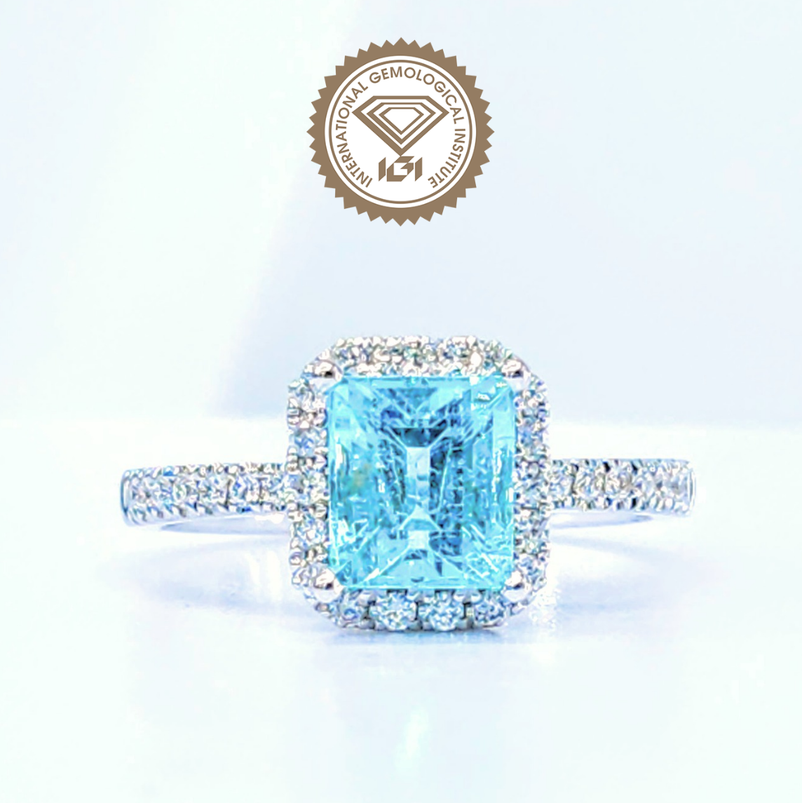 18K White Gold 1.65ct Paraiba and Diamond Ring