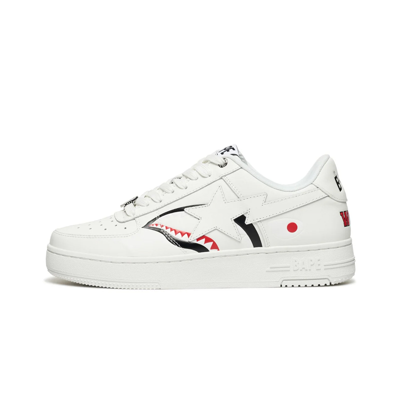 A BATHING APE BAPE STA Shark M2 "White" 鯊魚白流星鞋 皮革 男鞋 1K80191307-WE [台灣現貨]