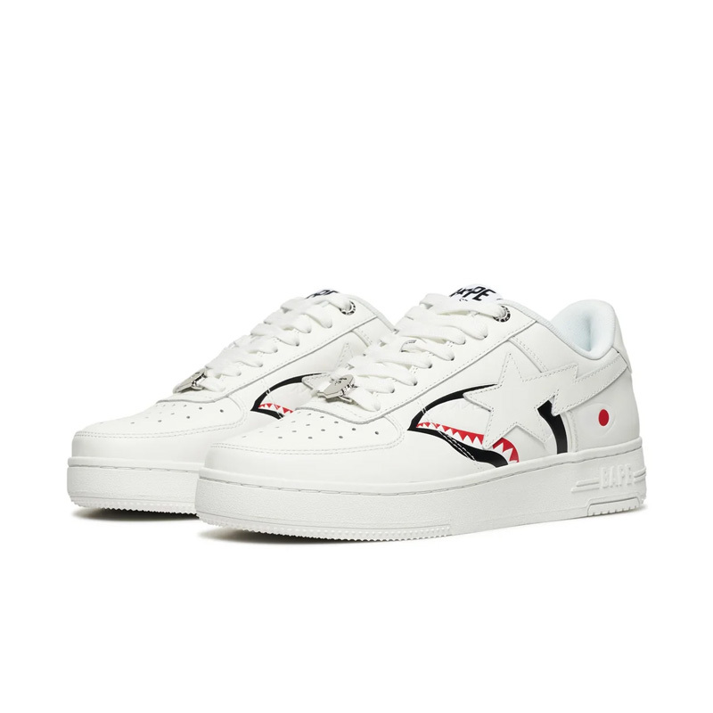 A BATHING APE BAPE STA Shark M2 "White" 鯊魚白流星鞋 皮革 男鞋 1K80191307-WE [台灣現貨]