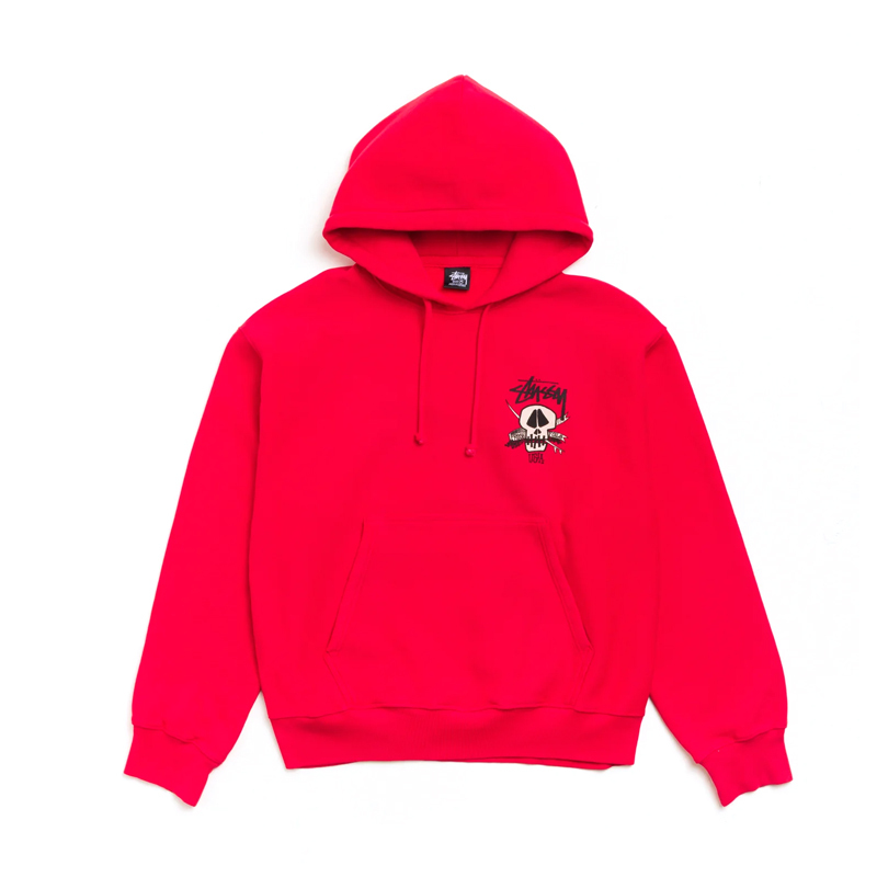 Stussy FRESH FOILS HOODIE GARMENT DYED RED 骷髏 長袖 連帽T 紅色 1925216-RD [台灣現貨]