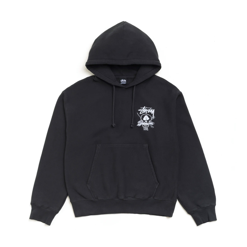 Stussy FRESH FOILS HOODIE GARMENT DYED BLACK 骷髏 長袖 連帽T 黑色 1925216-FK [台灣現貨]