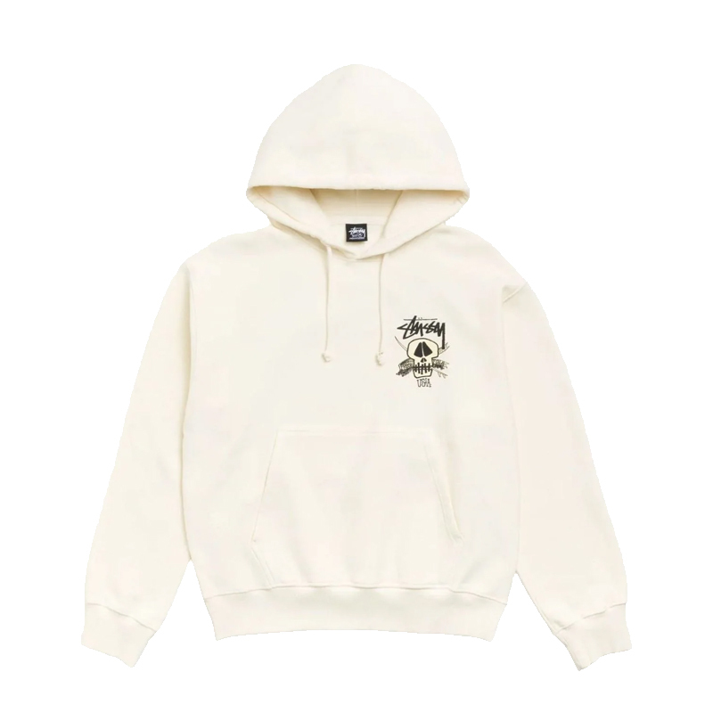 Stussy FRESH FOILS HOODIE GARMENT DYED BONE 骷髏 長袖 連帽T 白色 1925216-BE [台灣現貨]
