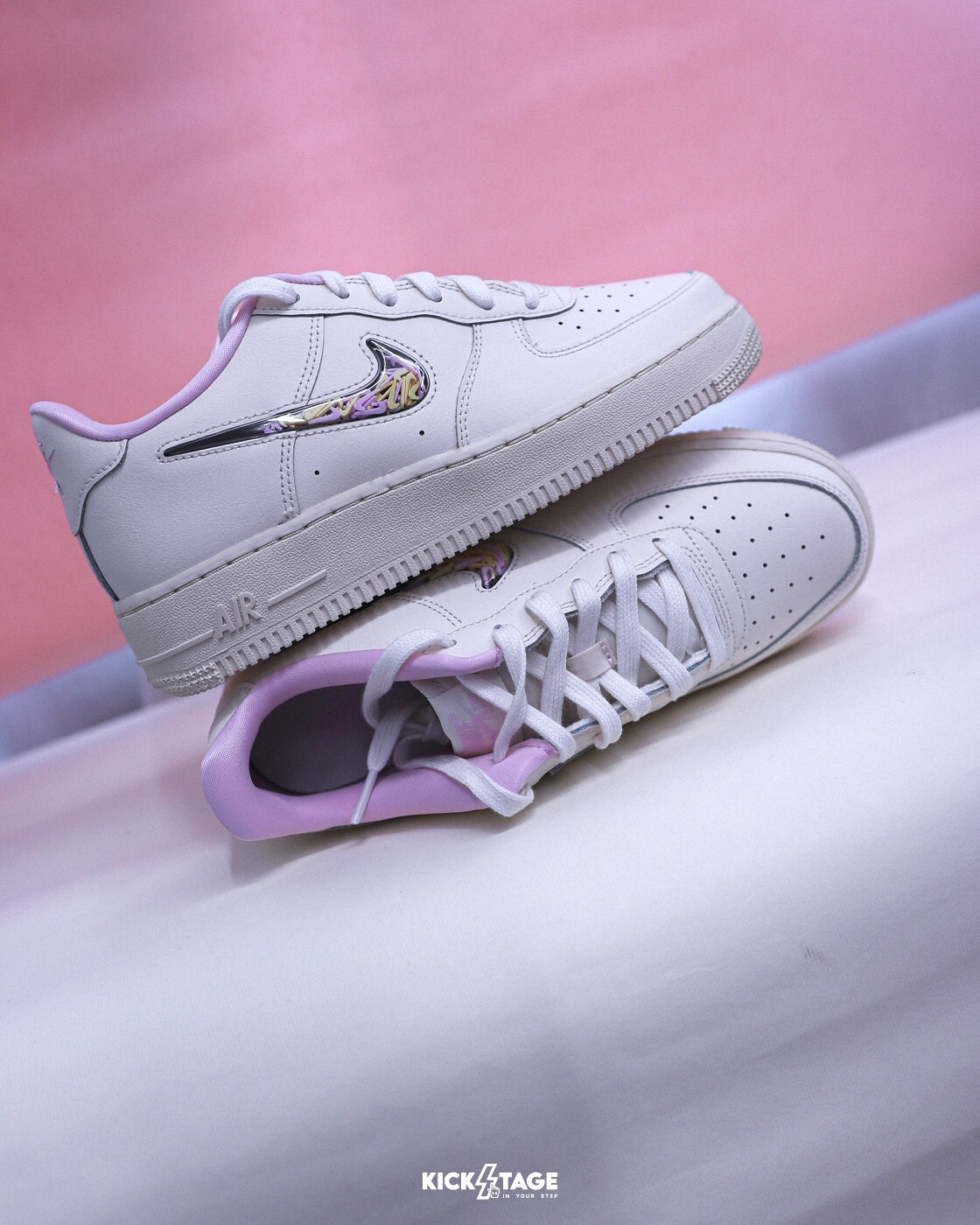 大童鞋 女鞋 NIKE AIR FORCE 1 LV8 3 GS 白粉 皮革 小勾 休閒鞋【JA4415-121】AF1