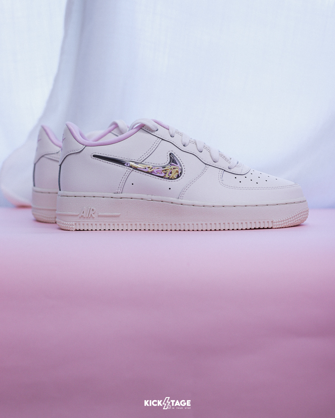 大童鞋 女鞋 NIKE AIR FORCE 1 LV8 3 GS 白粉 皮革 小勾 休閒鞋【JA4415-121】AF1