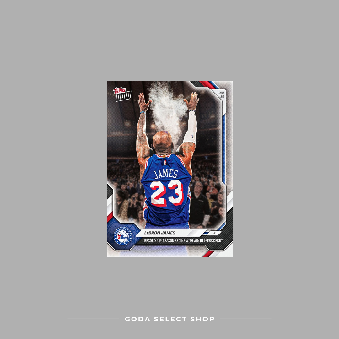 【限時接單】LEBRON JAMES - 2026-27 NBA 經典賽前灑粉招牌 費城76人首秀 例行賽首戰獲勝 TOPPS NOW® - Card 1