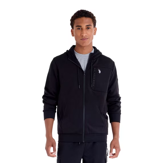 【預購】U.S. Polo Assn. N102202 男裝連帽拉鏈外套 (黑色)