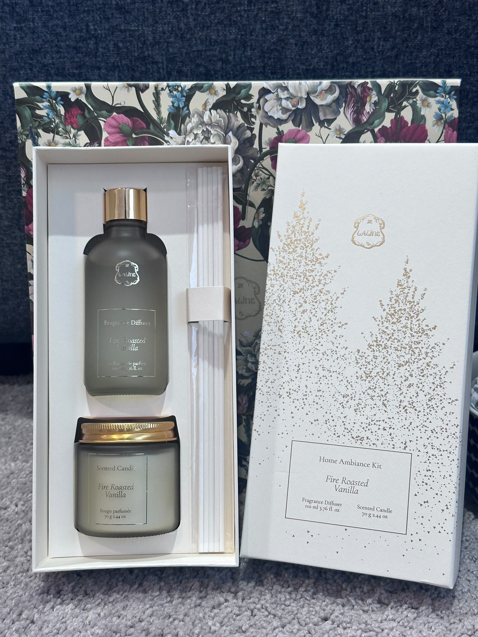 WW112 Laline 雲呢拿味 迷你家居香氛套裝 (擴香瓶 100ml+蠟燭70g)  Fire Roasted Vanilla Home Ambiance Kit (Fragrance Diffuser 110ml+Scented Candle 70g)