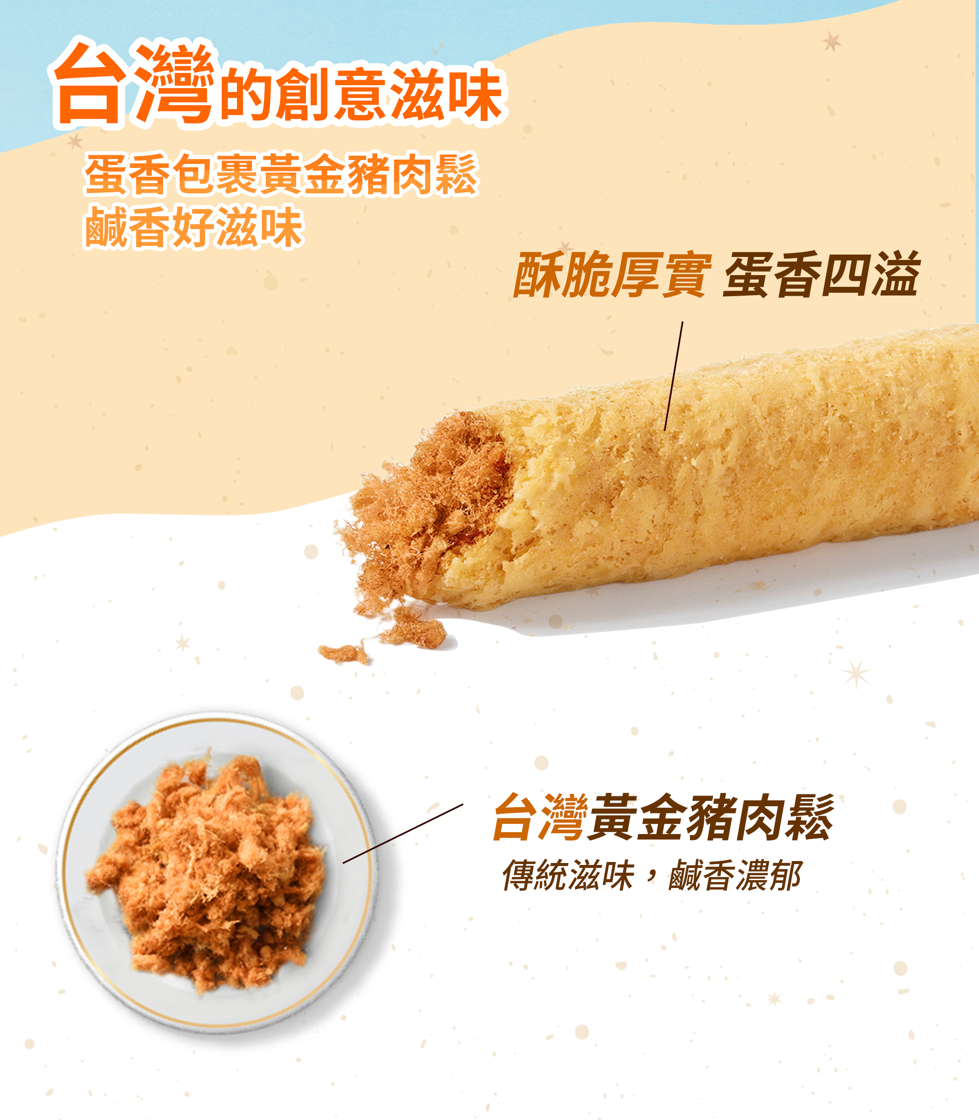 青鳥旅行原味肉鬆蛋捲－肉鬆特色