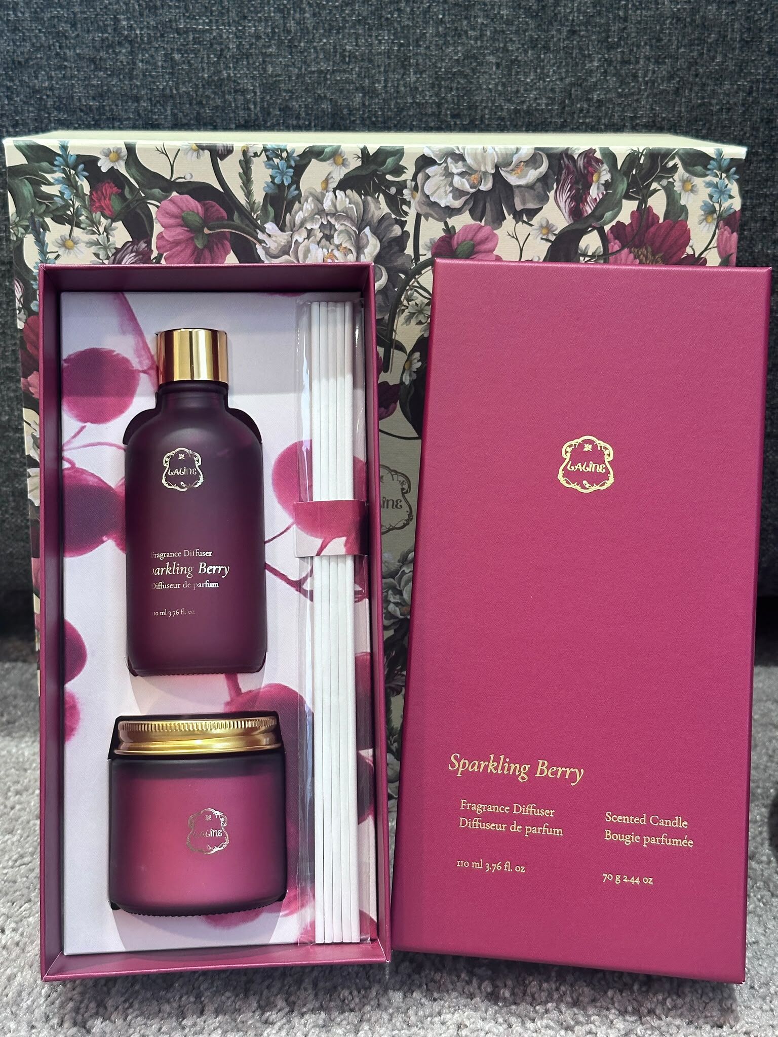 WW110 Laline 聖誕莓果味 迷你家居香氛套裝 (擴香瓶 100ml+蠟燭70g)  Sparkling Berry Home Kit (Fragrance Diffuser 110ml+Scented Candle 70g)