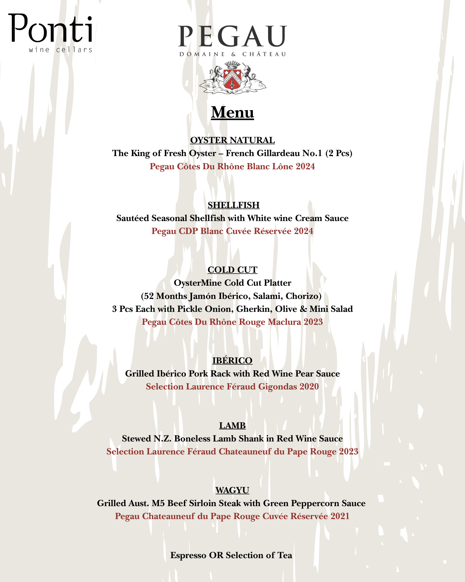 Domaine du Pégau Wine Dinner at OysterMine (25 November, Wednesday)