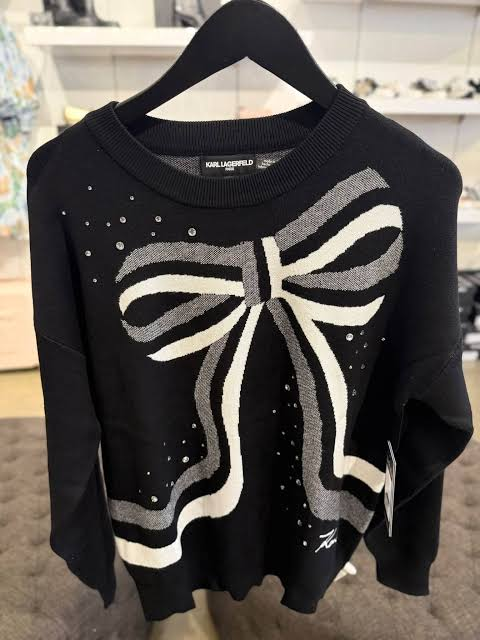 【預購】Karl Lagerfeld Paris N102210 女裝蝴蝶結圓領毛衣