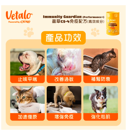Vetalo-Immunity Guardian (Performance+) 蟲草CS-4免疫配方 (高效成分)60粒 (貓狗適用)