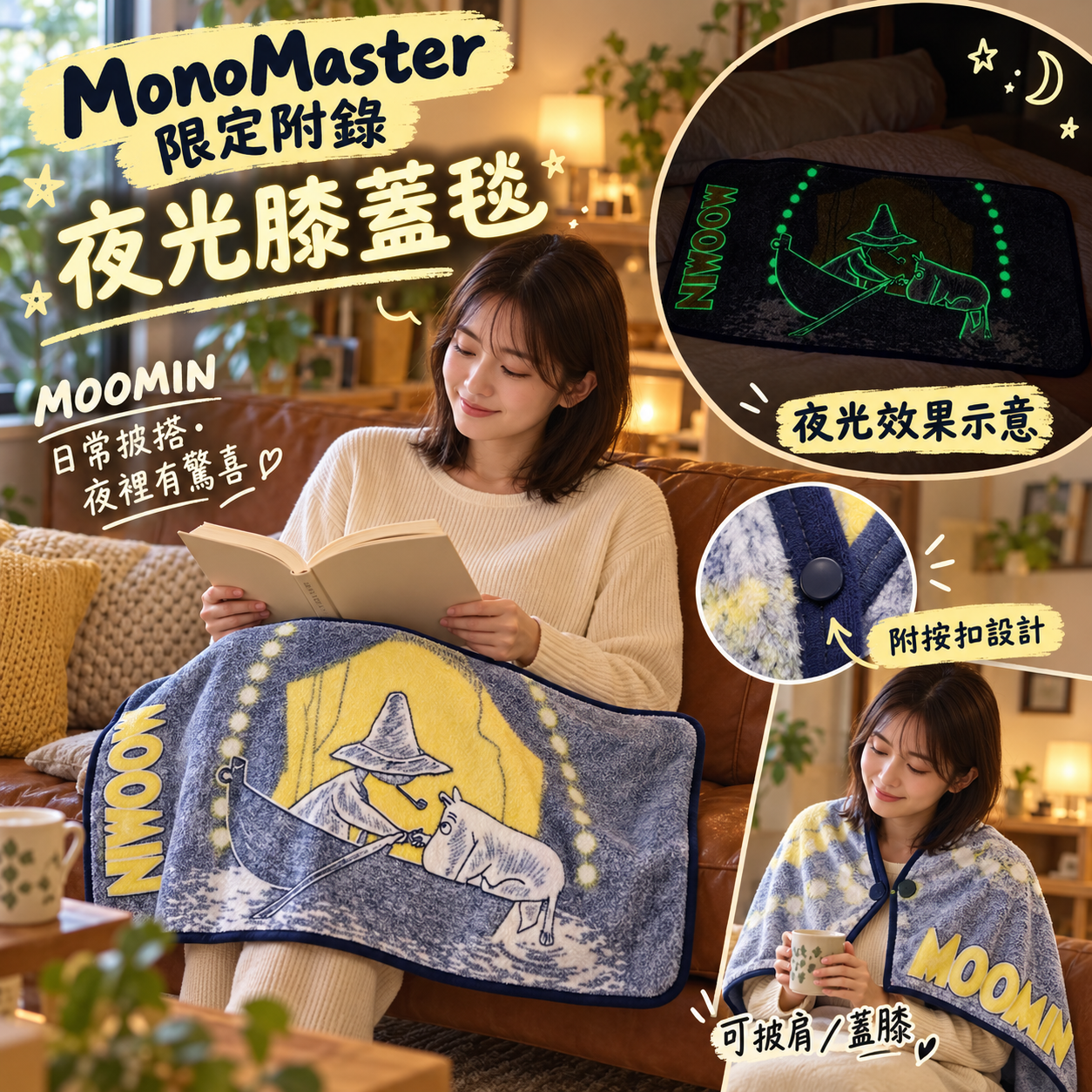 【預購】JM102215 MonoMaster 限定附錄 夜光膝蓋毯