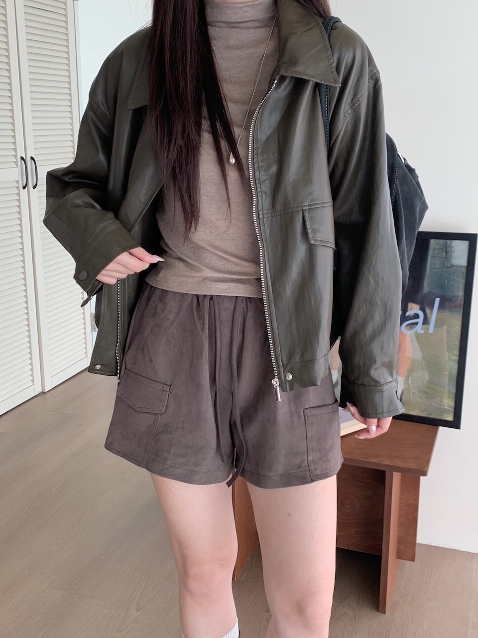 A23 承包秋日的美 百搭翻領皮外 #6458