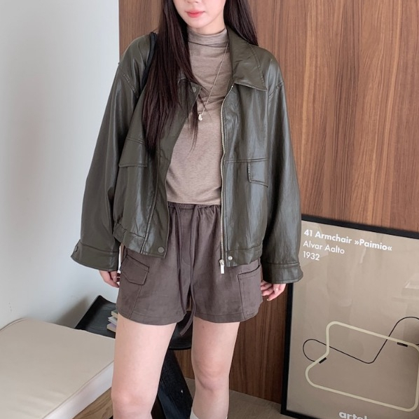 A23 承包秋日的美 百搭翻領皮外 #6458