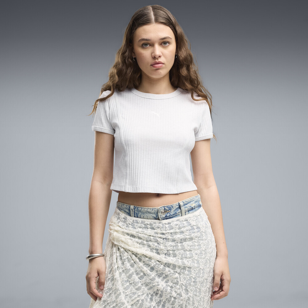 女款 PUMA ESS TEE 白色 黑色 羅紋 短版 合身 流行系列 短袖 短T【63903901/63903905】