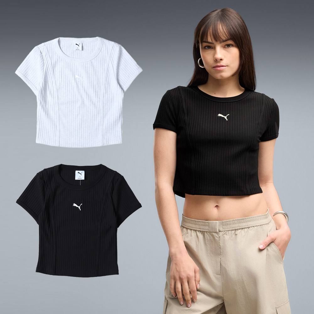 女款 PUMA ESS TEE 白色 黑色 羅紋 短版 合身 流行系列 短袖 短T【63903901/63903905】