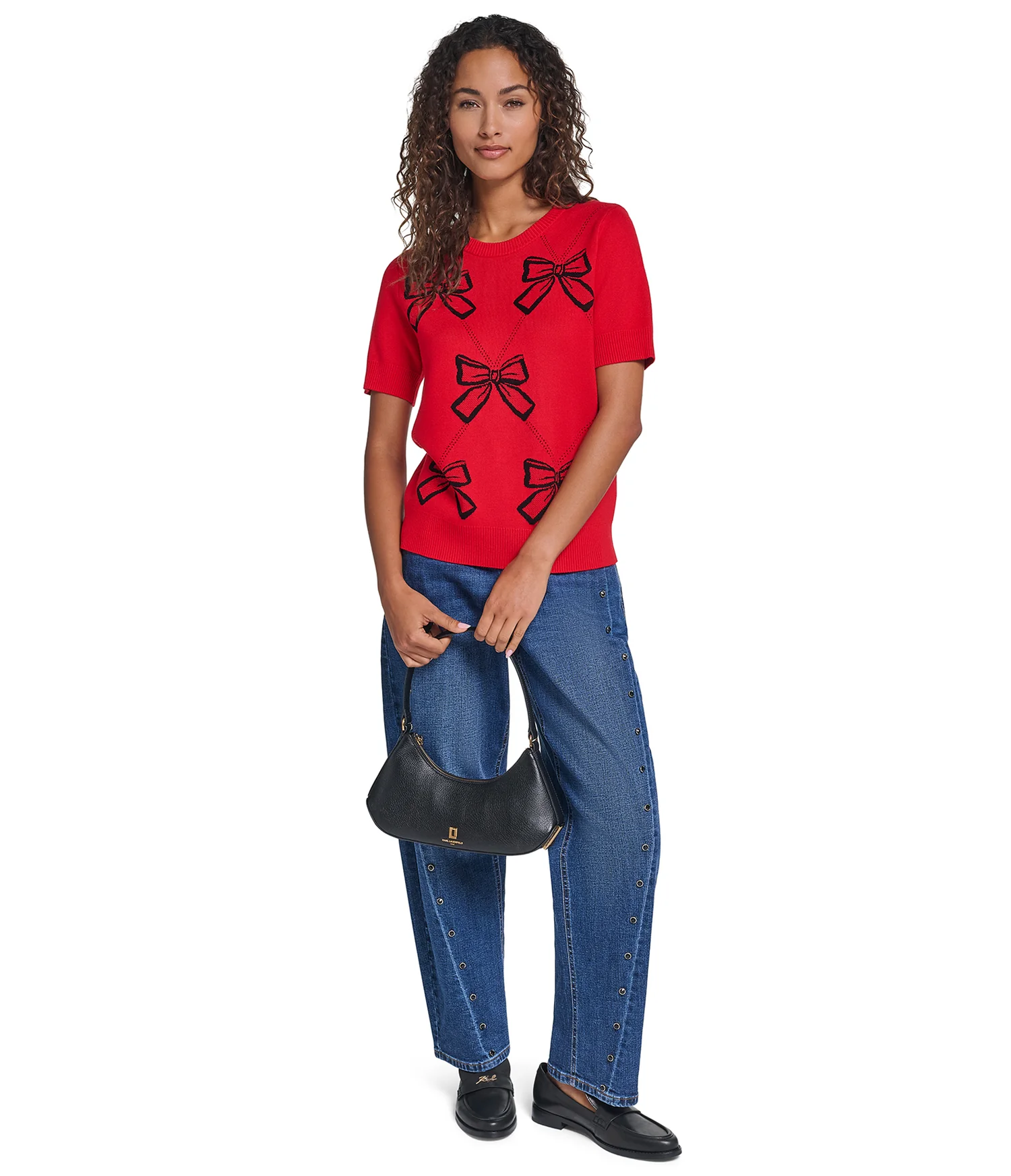 【預購】Karl Lagerfeld Paris N102214 女裝蝴蝶結毛衣 (紅色)