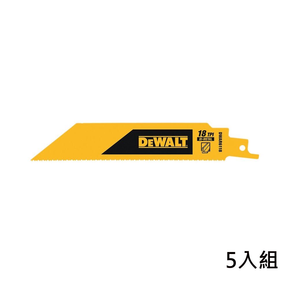 DEWALT 得偉 美國 6"x18T雙金屬重型軍刀鋸片(鐵工)(5片裝) (DWAR6118)