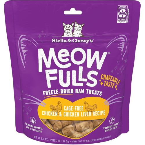 [限時優惠] Stella & Chewy's - Meow Full凍乾貓小食 -  雞肉雞肝 Chicken & Chicken Liver (黃) 42.5g/1.5oz