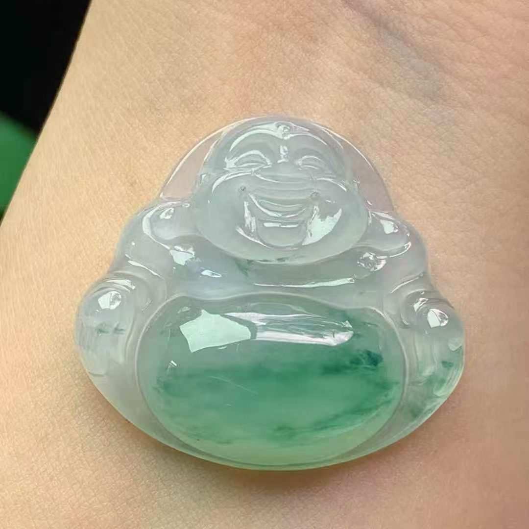 翡翠冰種飄花佛公,天然翡翠A玉, 緬甸玉, Jade, Jadeite