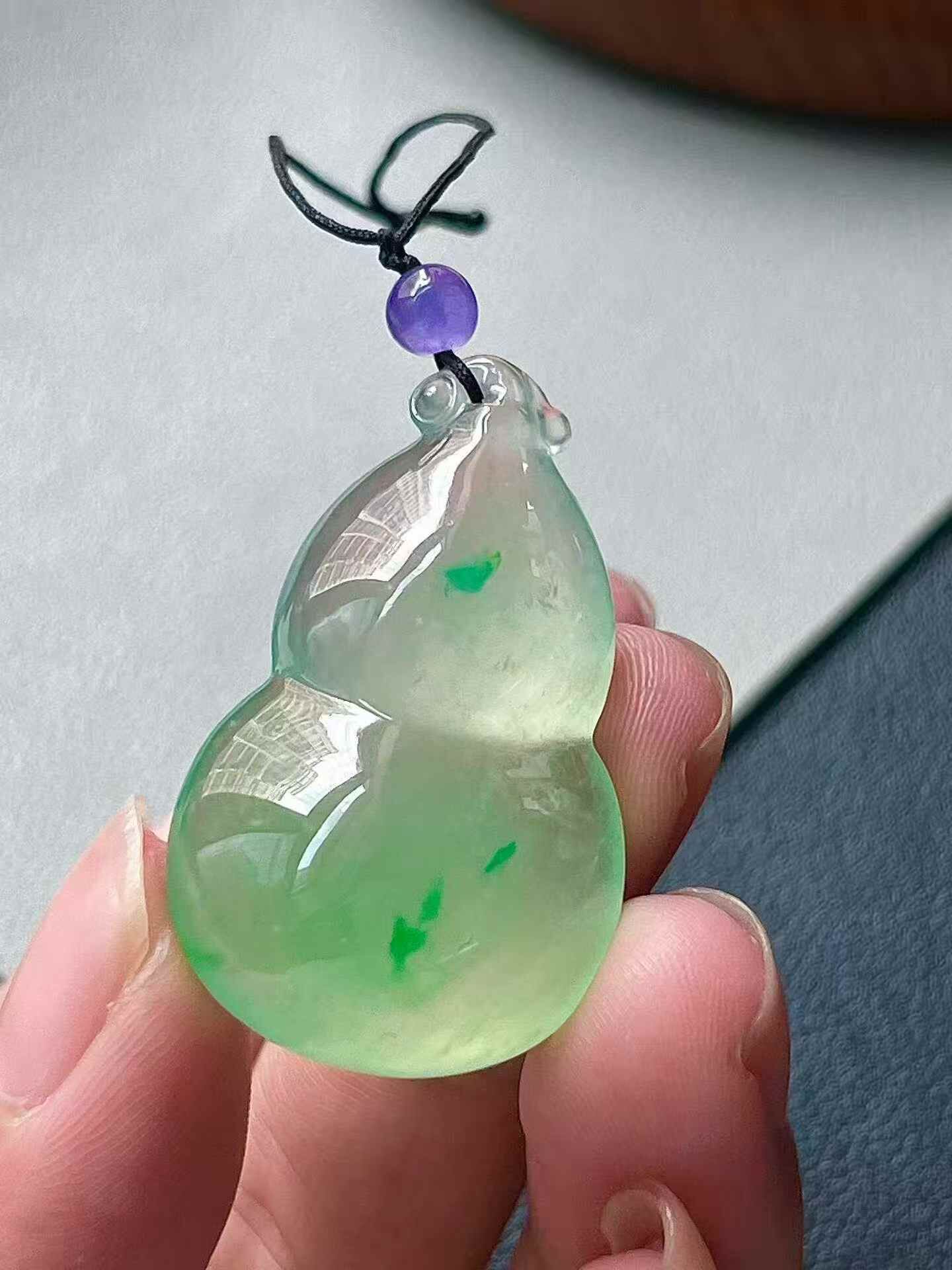 翡翠色陽起膠葫蘆,天然翡翠A玉, 緬甸玉, Jade, Jadeite