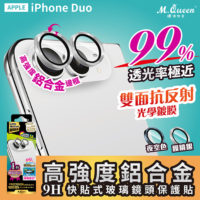 APPLE iPhone Duo 高強度鋁合金9H快貼式玻璃鏡頭貼保護貼 iPhoneDuo