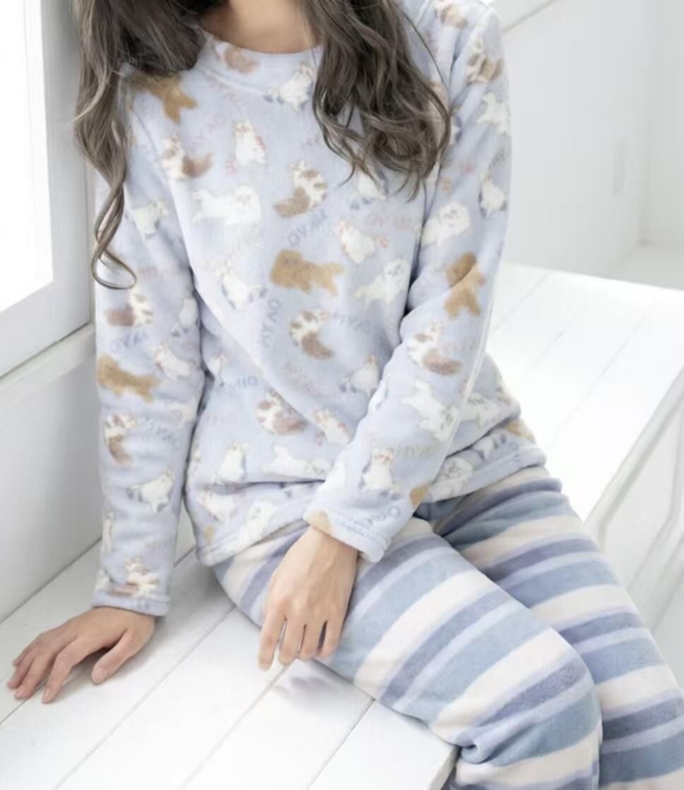 【預購】JM102228 日本 fran de lingerie 貓咪絨毛睡衣套裝