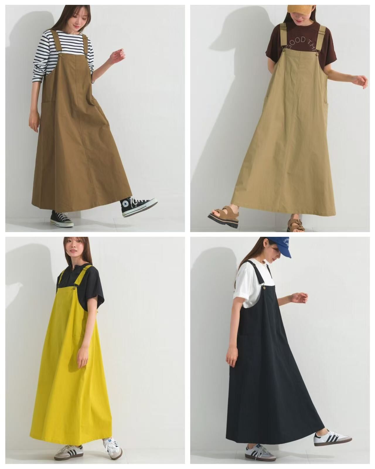 【預購】JM102232 OMNES Pure Cotton 洗水工裝風吊帶長裙