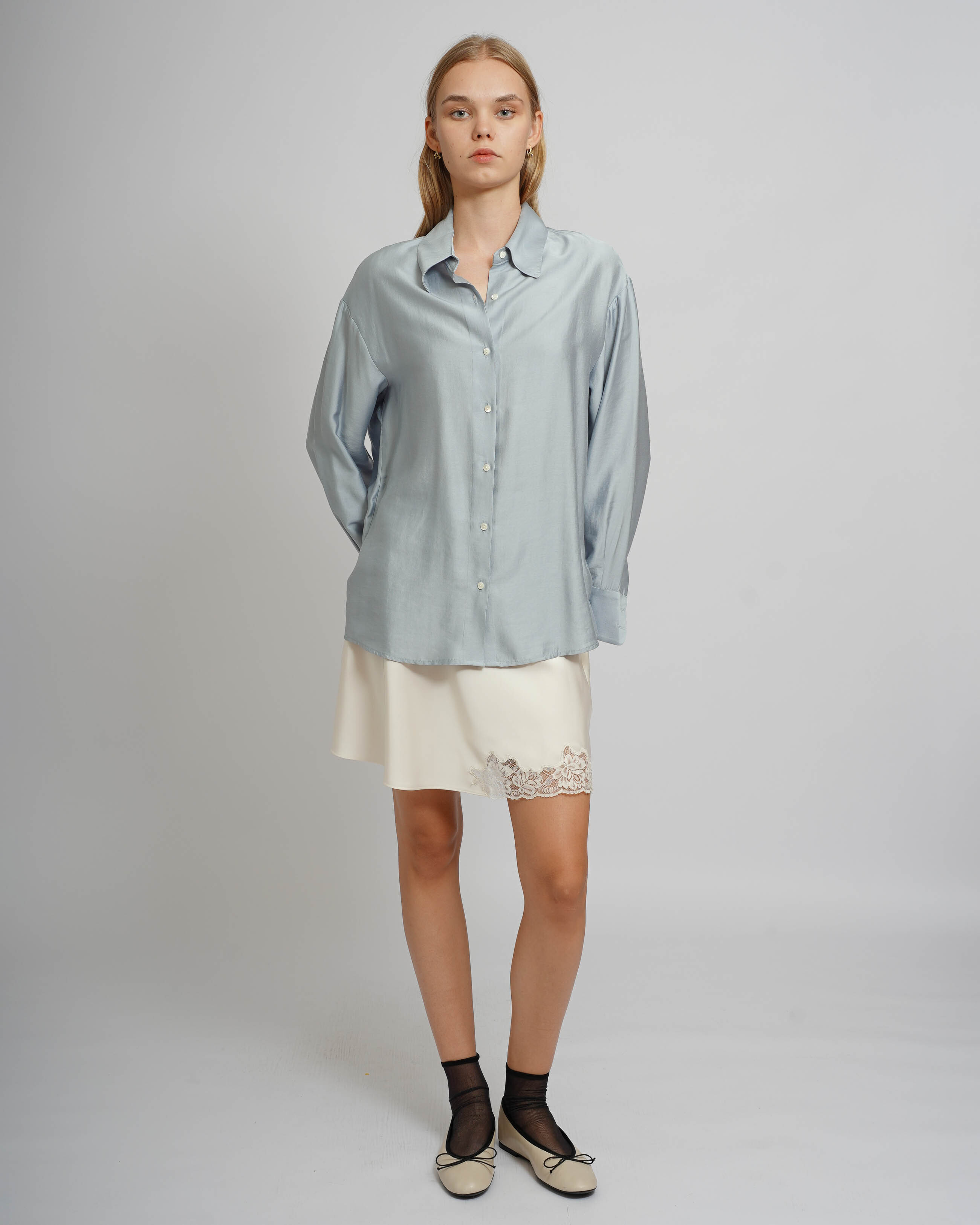 Silk Tencel Shirt - Blue