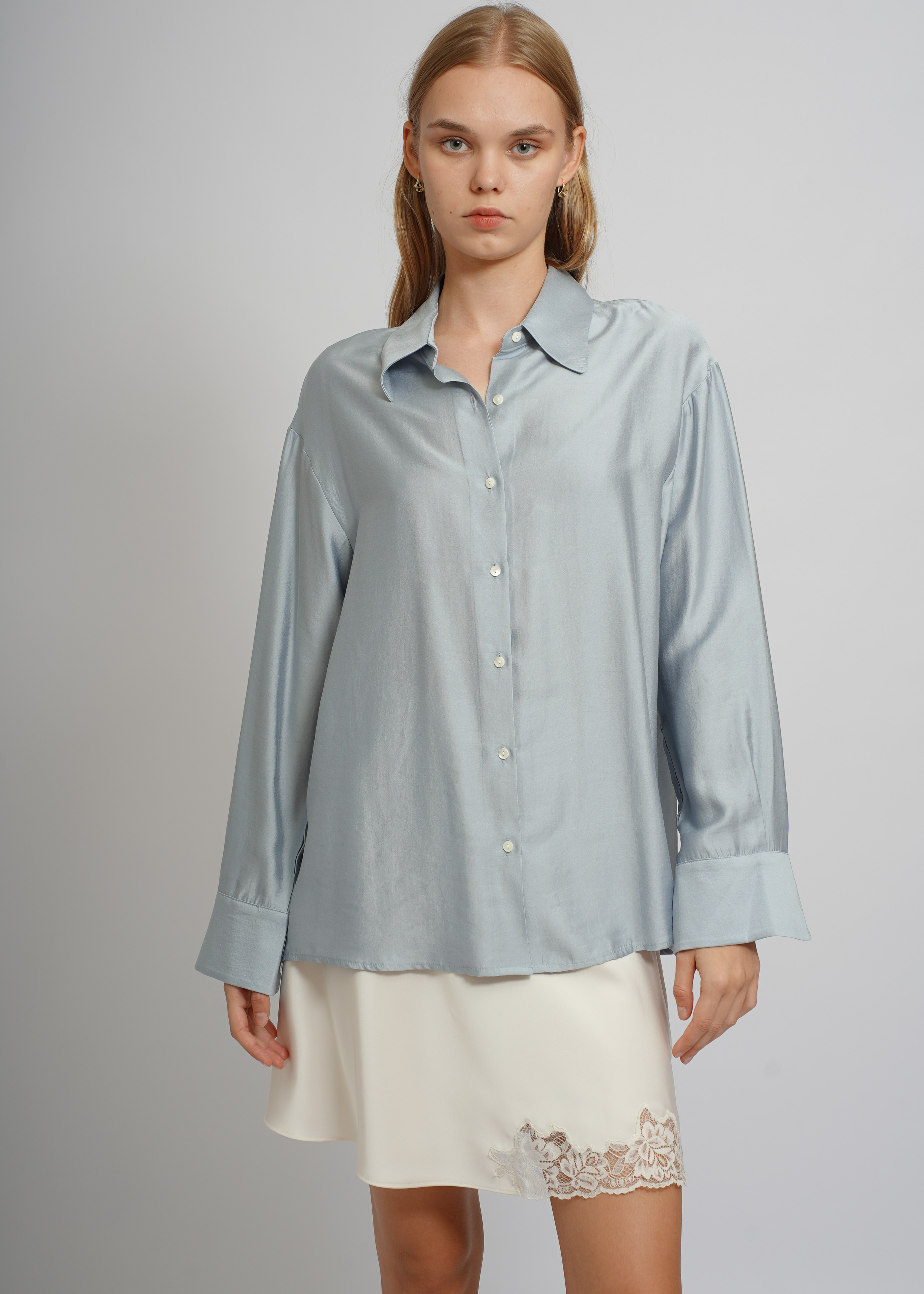 Silk Tencel Shirt - Blue