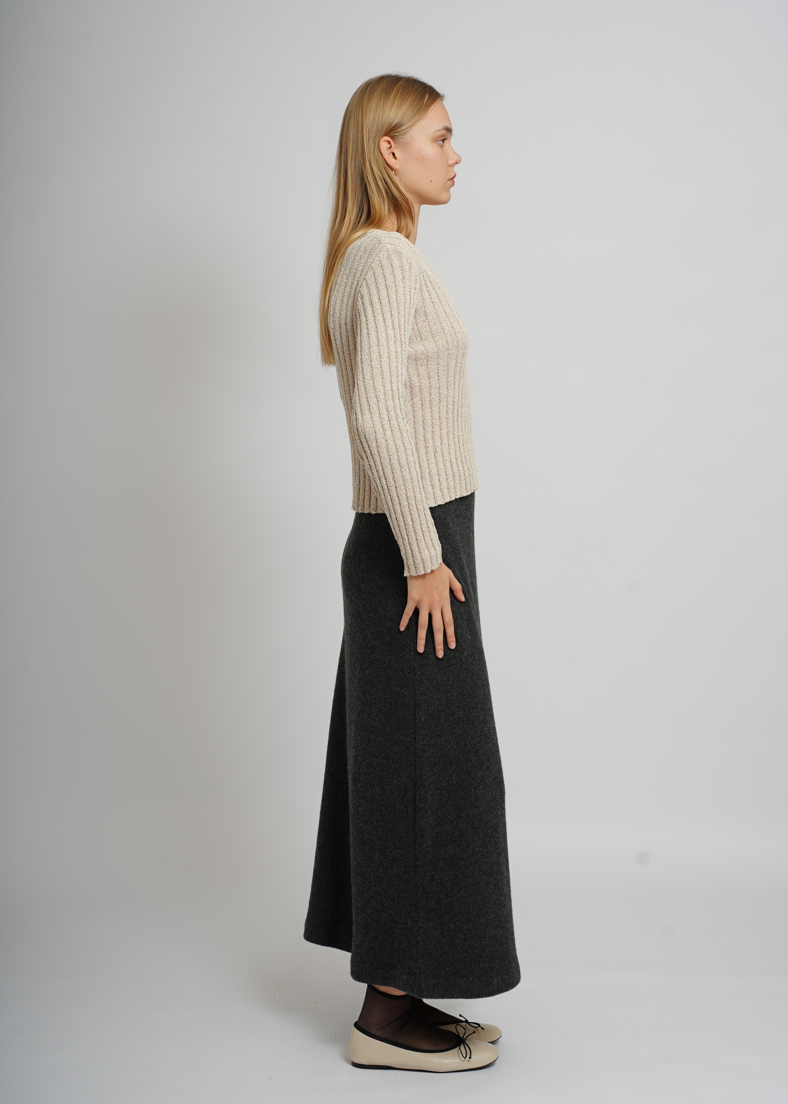 Henley Neck Ribbed Knit Top