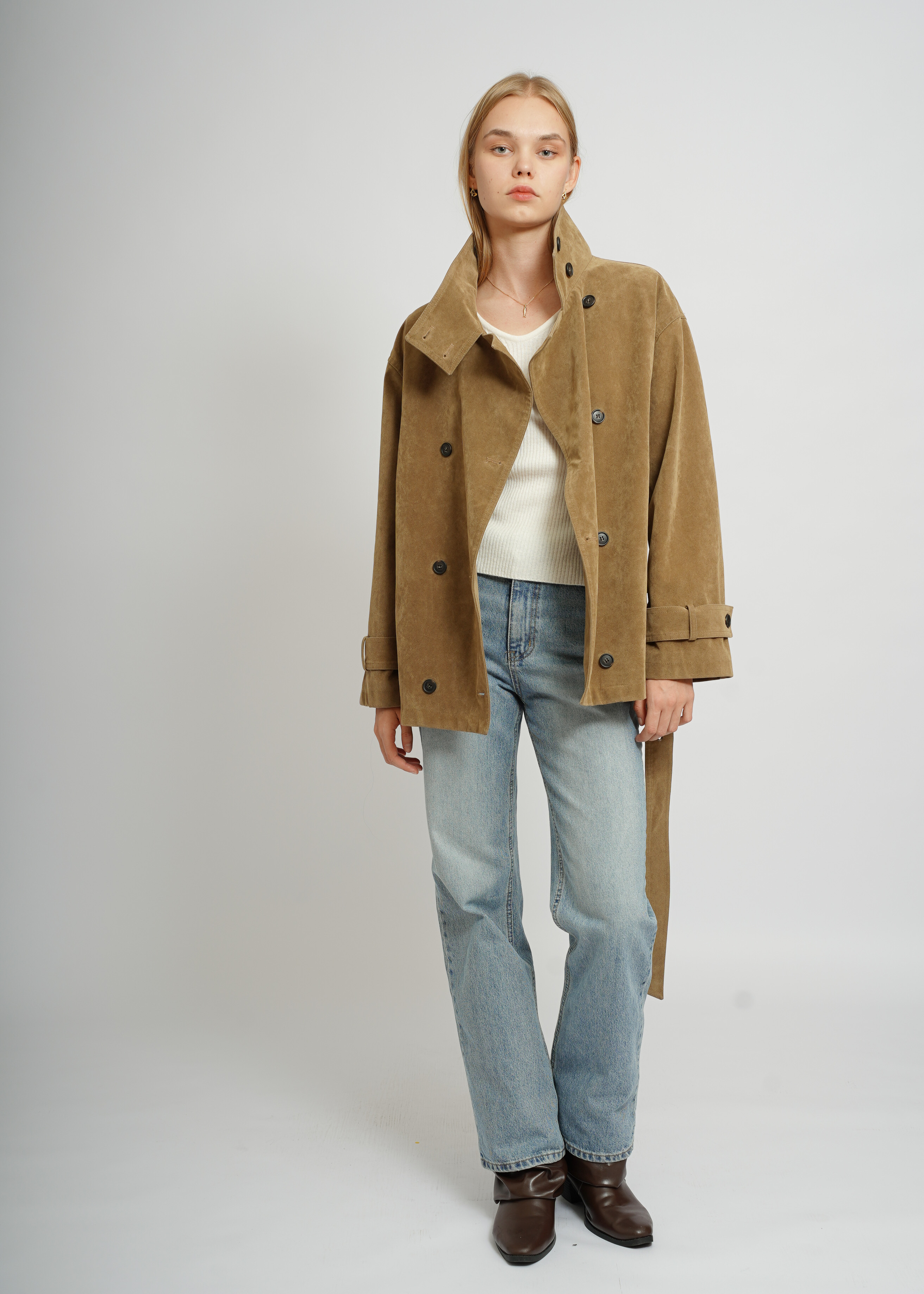 Suede Trench Coat