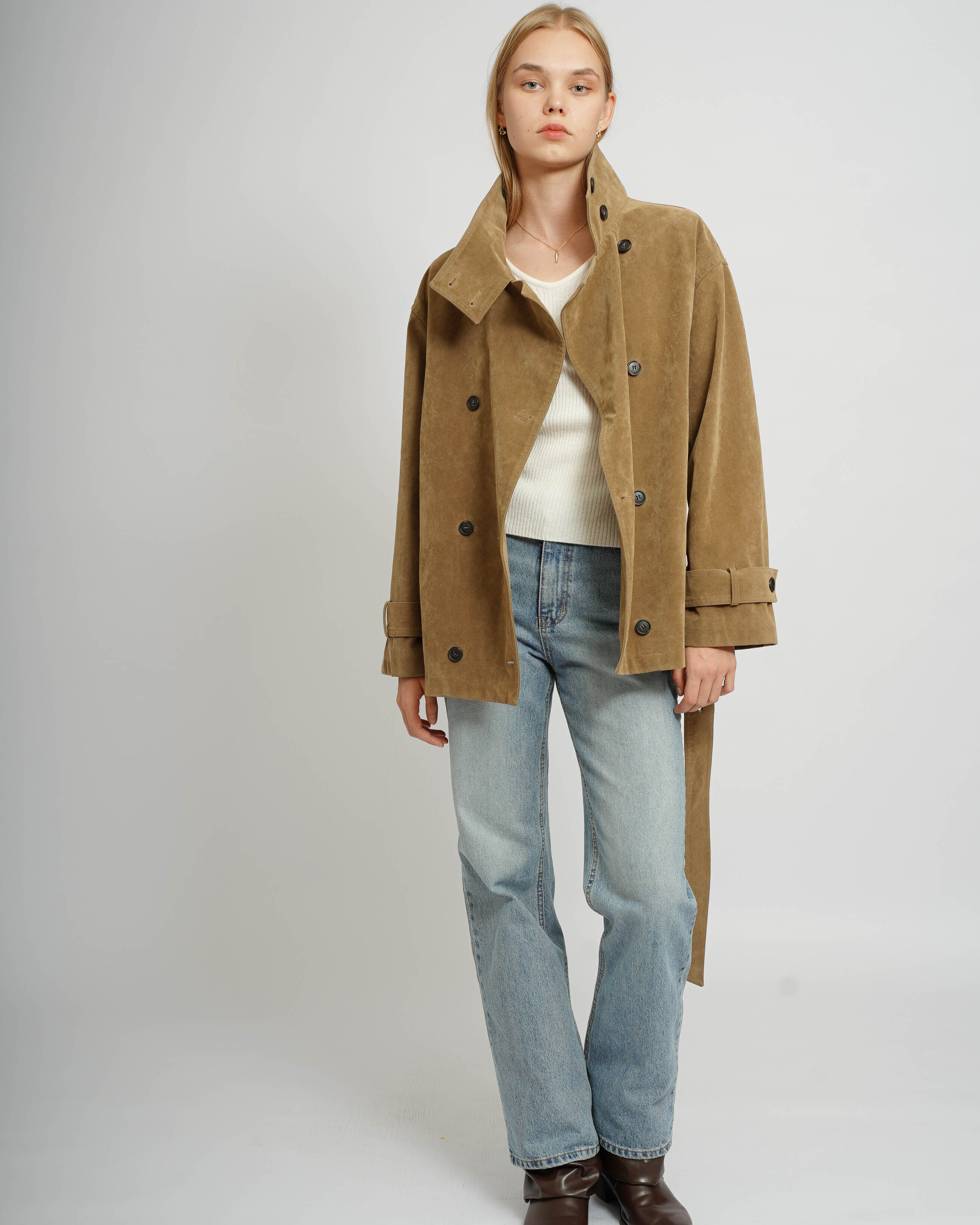 Suede Trench Coat