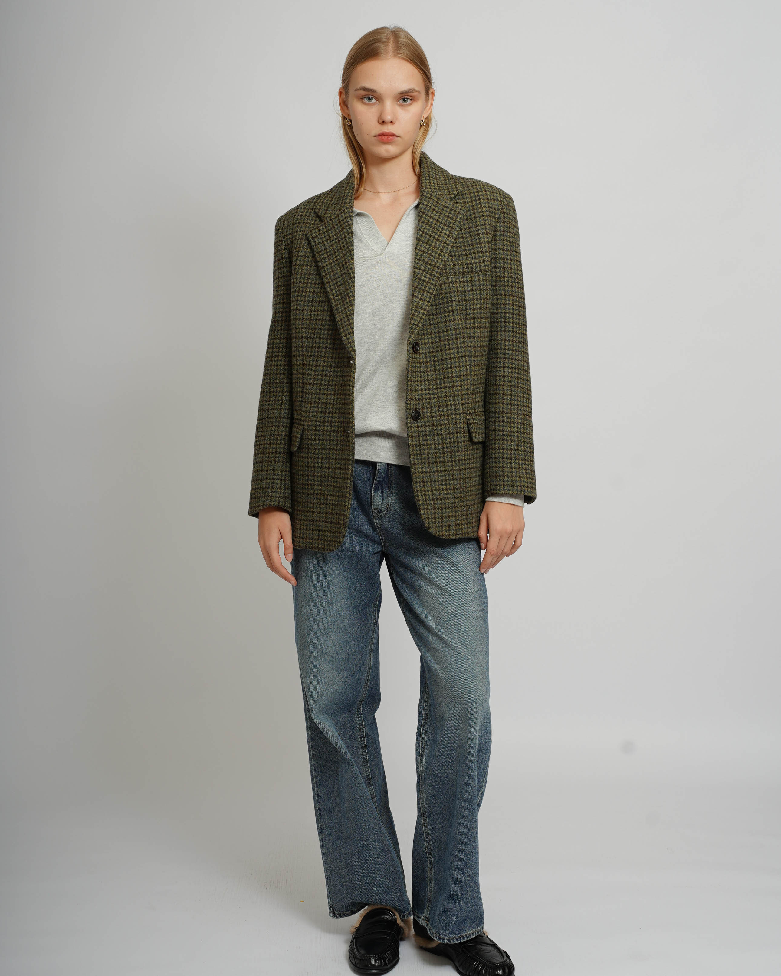 Houndstooth Blazer - Green