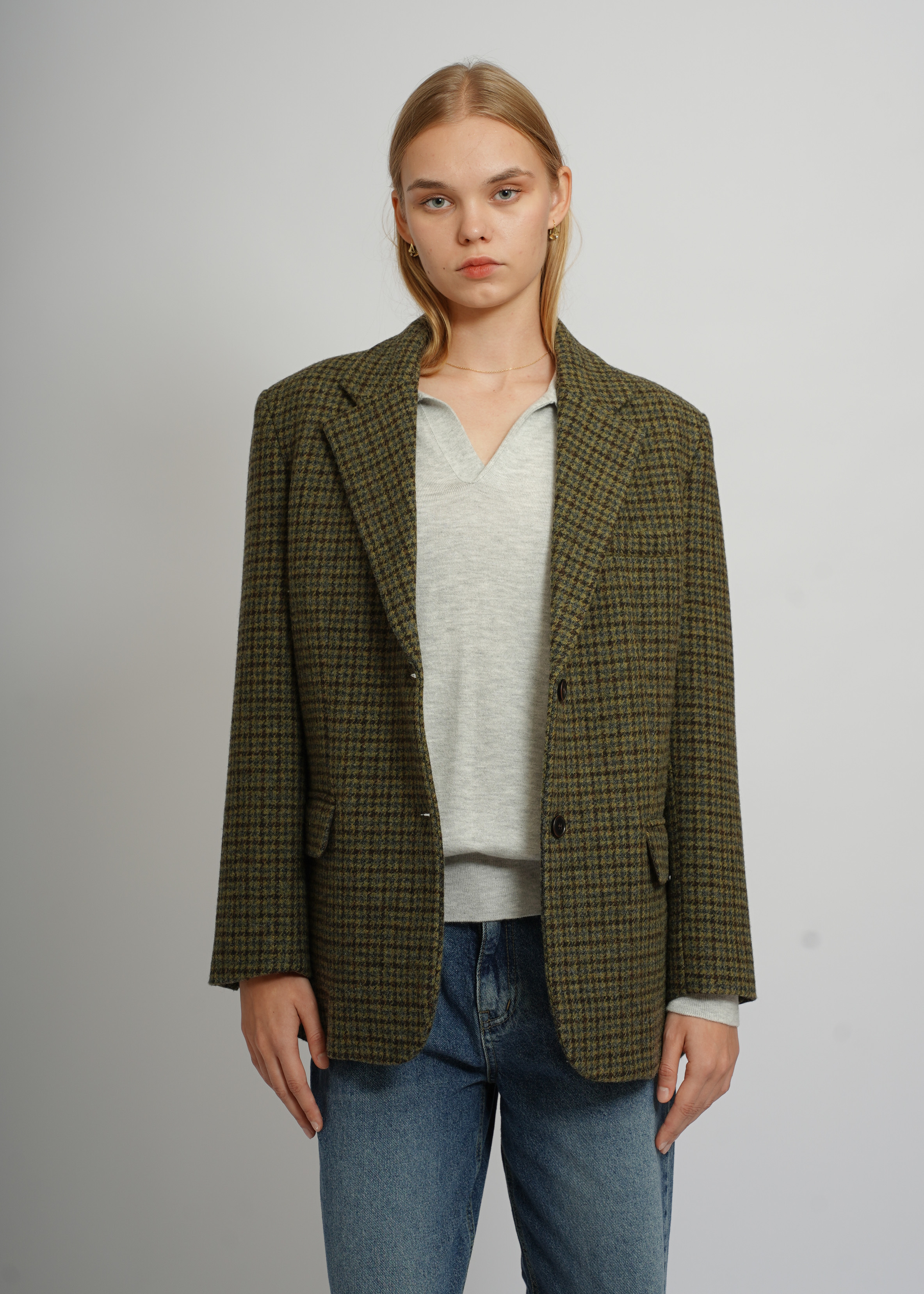 Houndstooth Blazer - Green