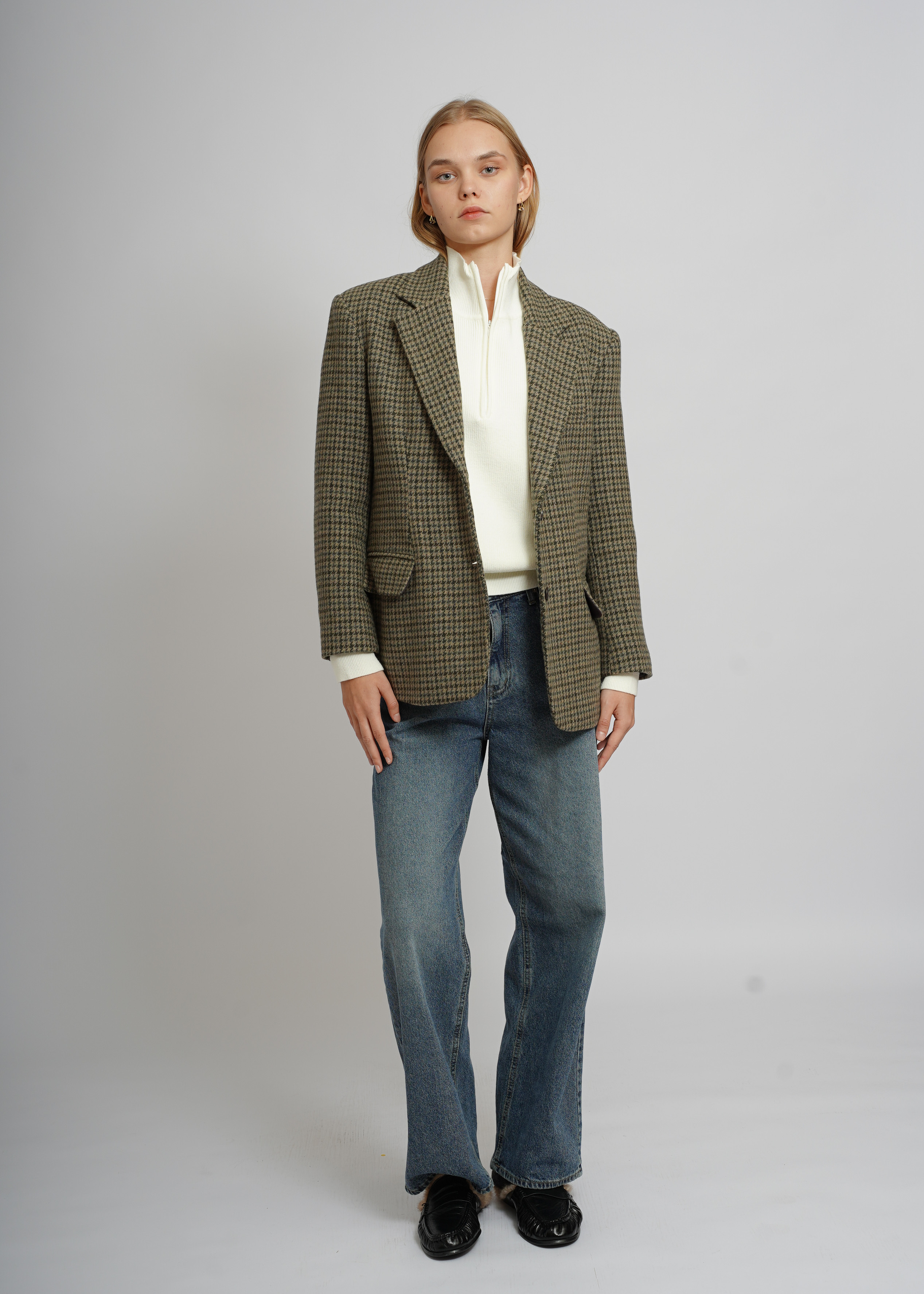 Houndstooth Blazer - Camel
