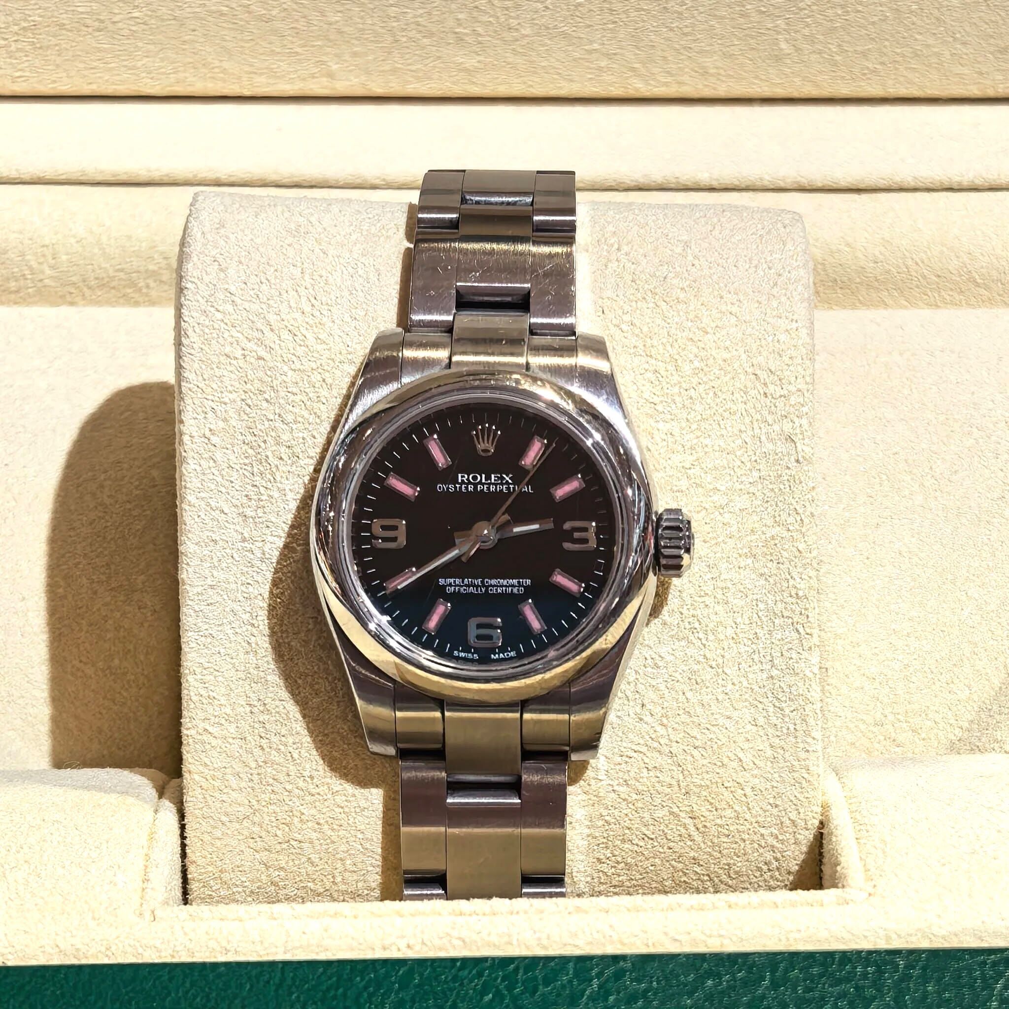 98%NEW二手ROLEX 176200 OYSTER PERPETUAL 26MM 黑面鋼錶 #香榭站正品
