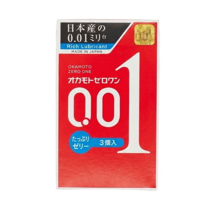 岡本 Okamoto 0.01 至薄水性聚氨酯安全套 潤滑加倍型 3個入