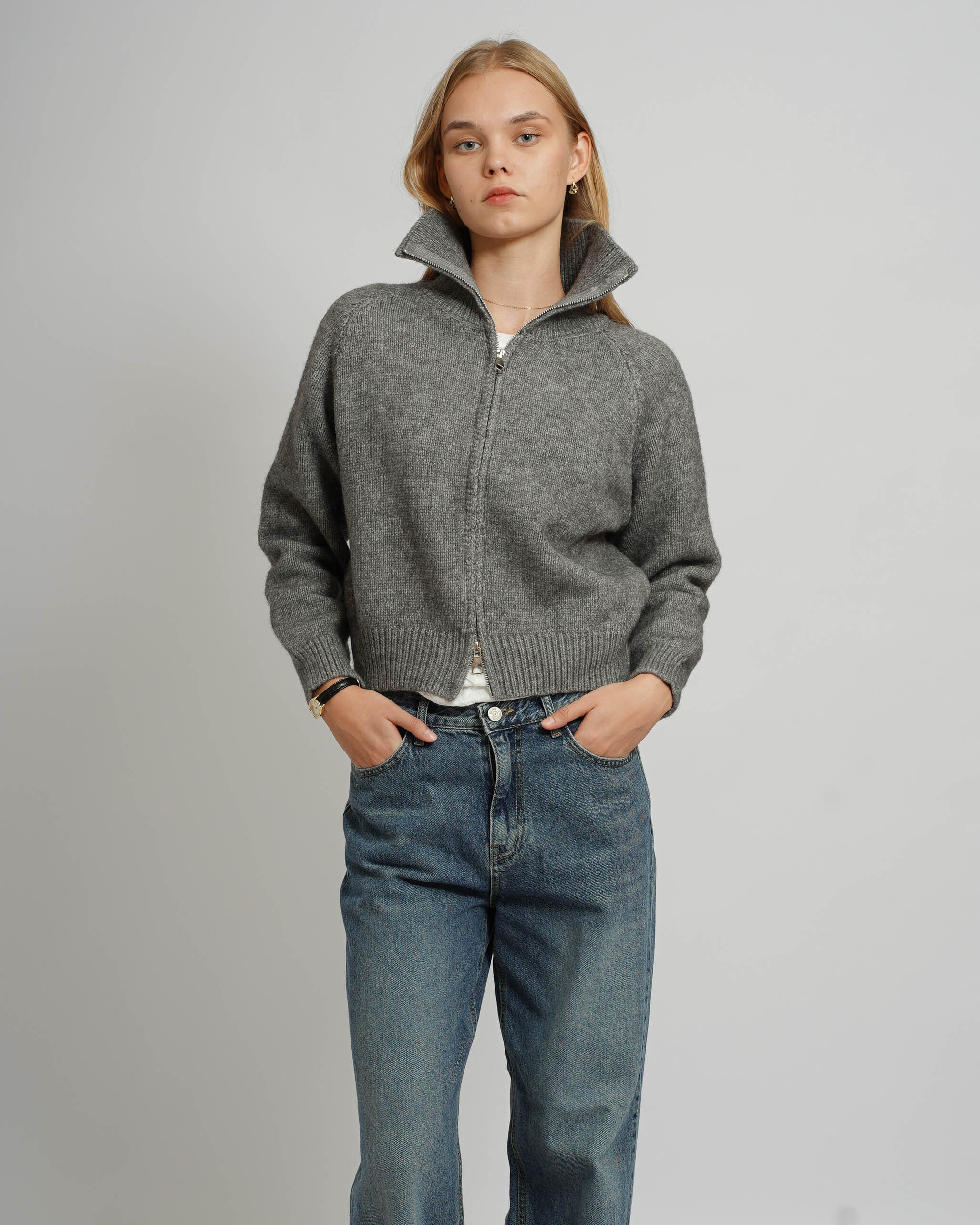 Stand Collar Jacket - Grey