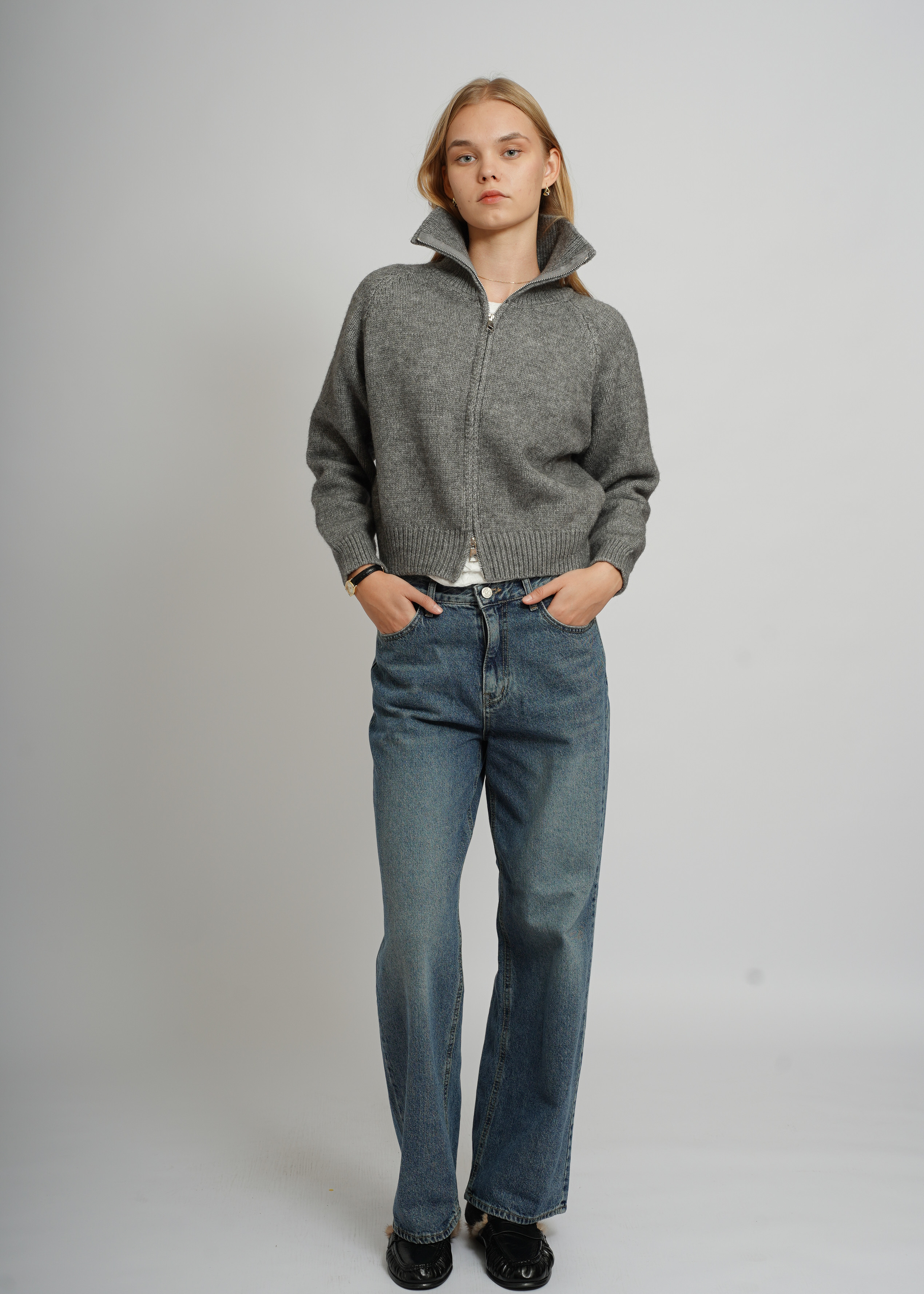 Stand Collar Jacket - Grey