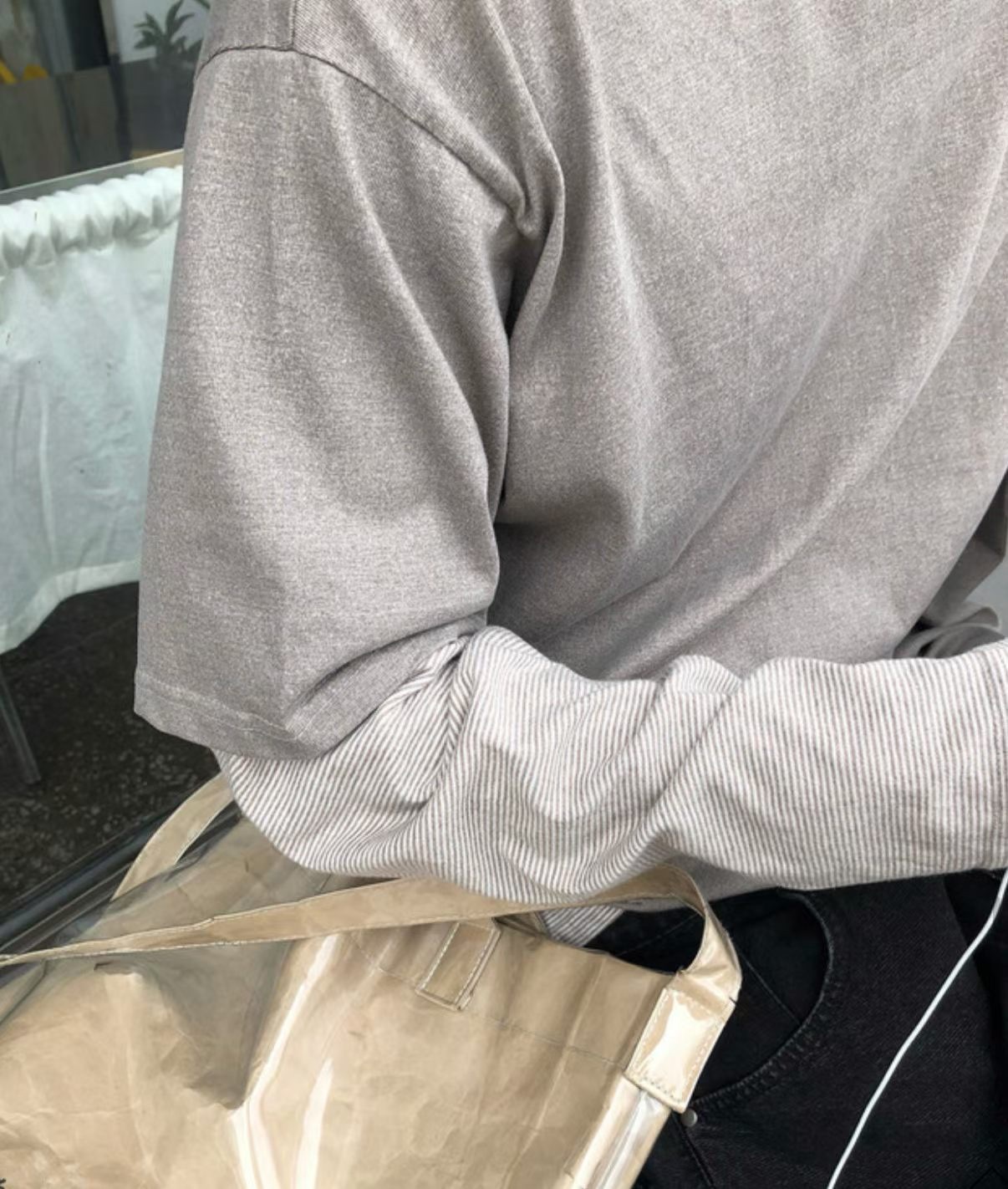 K10  水洗假兩件薄Tee