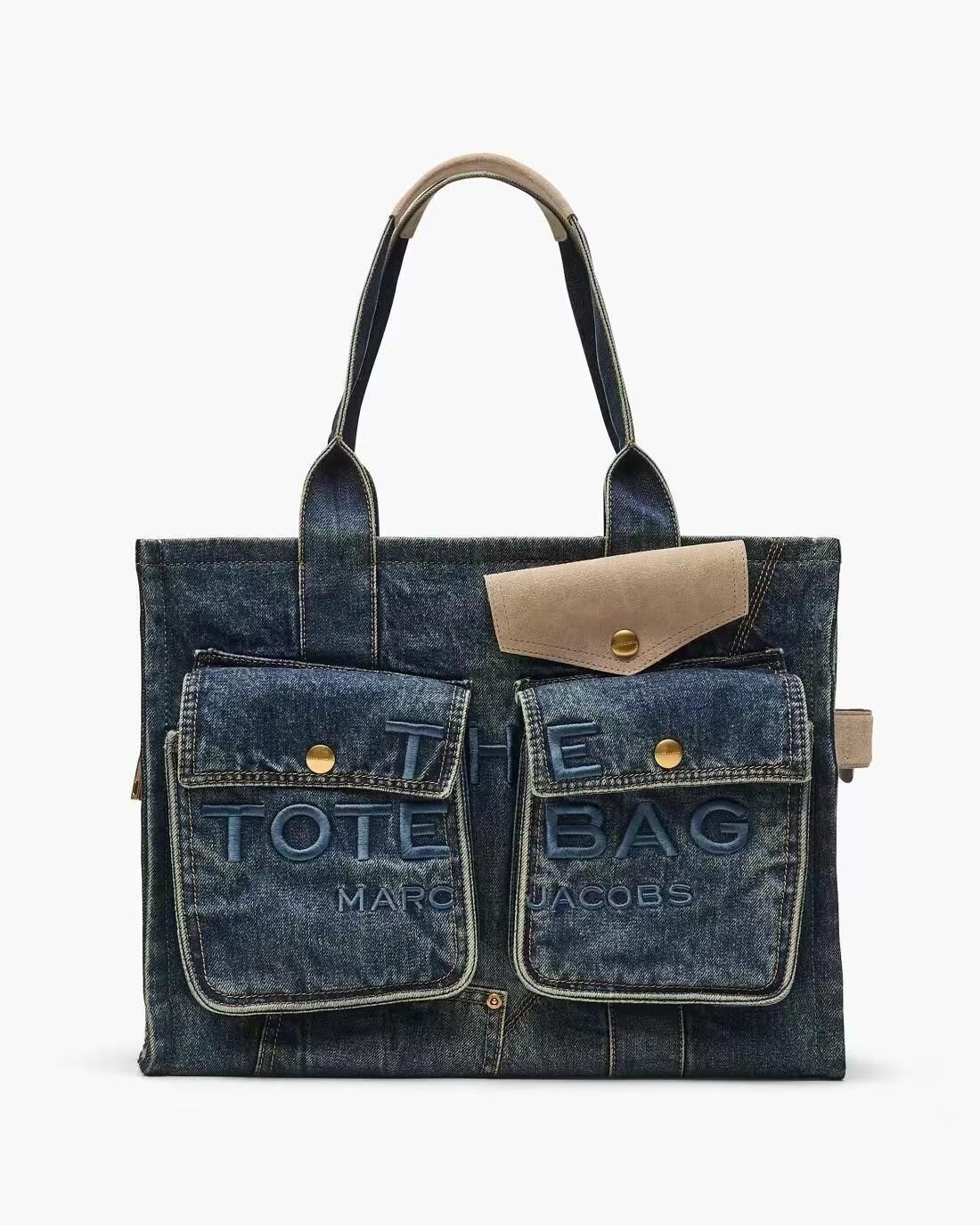 【直播】Marc Jacobs LX1022237 The Tote Bag 牛仔雙前袋托特包 (深藍色)