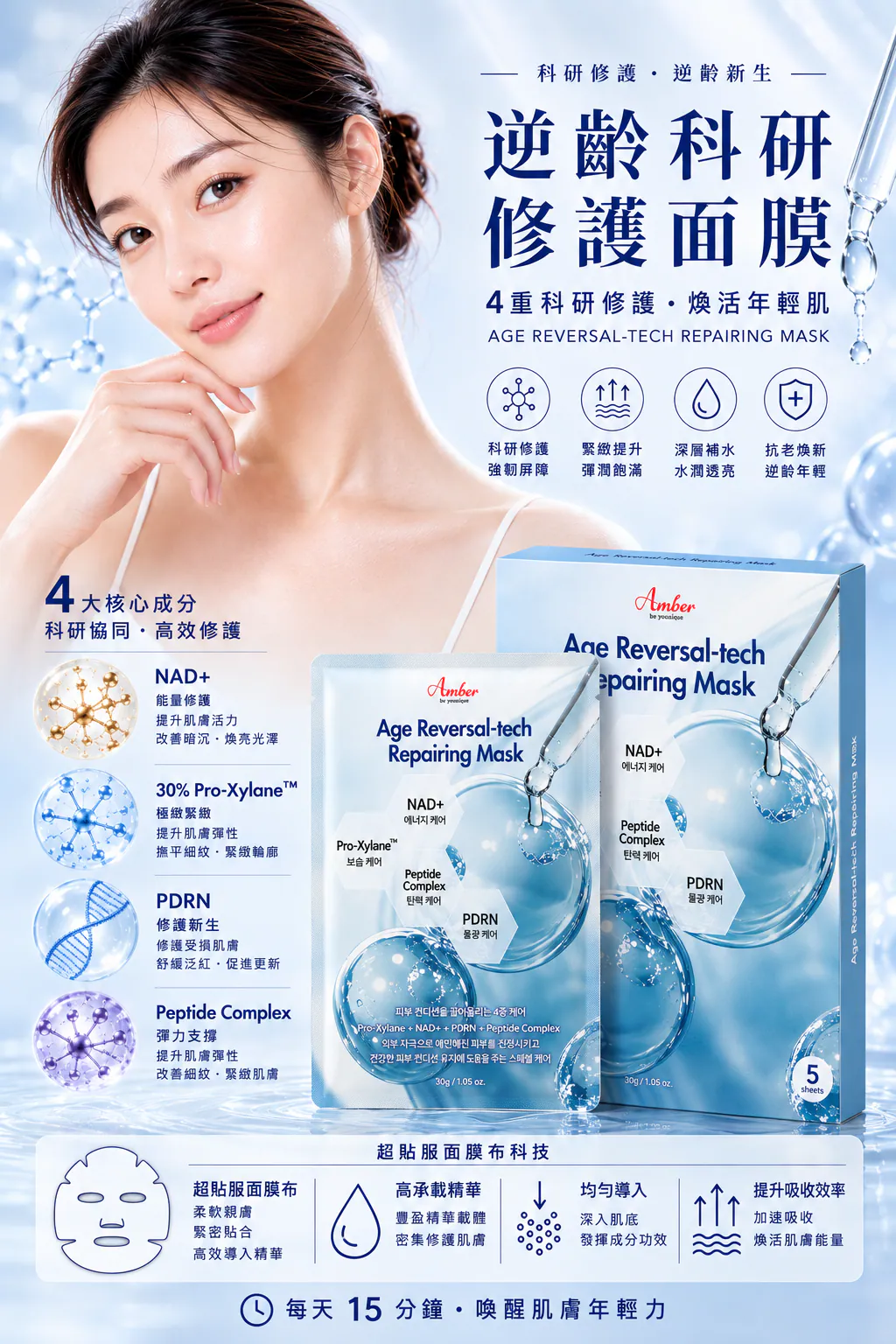 GF004 Amber Age Reversal-tech Repairing Mask 逆齡科研修護面膜 30ml x 5pcs Exp.2029/6/23