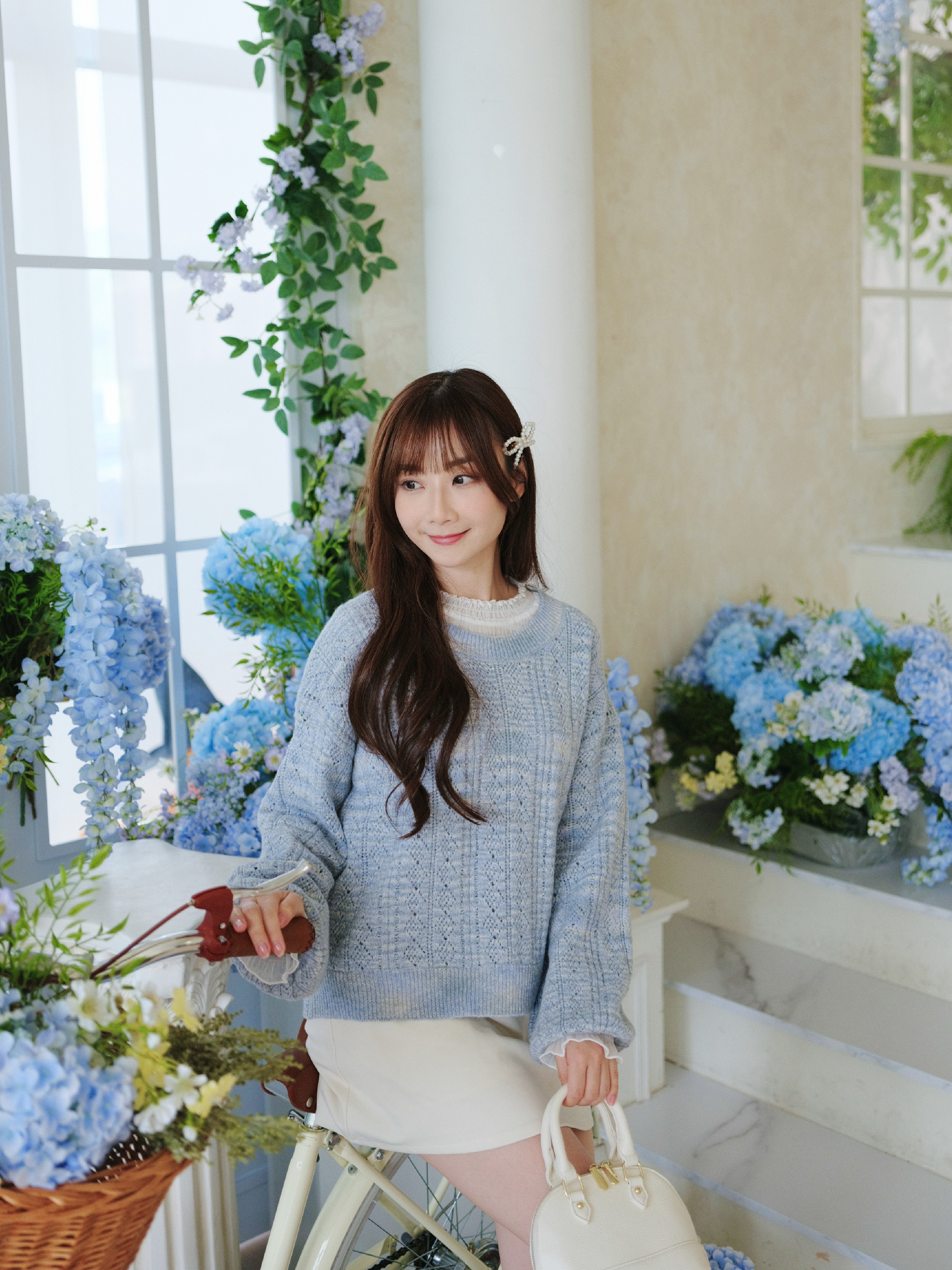 三色 / 混羊毛雪花泡泡袖毛衣 / Wool-Blend Flecked Puff Sleeve Sweater