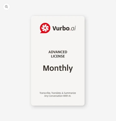 IPEVO Vurbo.ai Advanced AI 語音轉錄與翻譯軟體授權卡