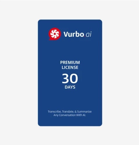 IPEVO Vurbo.ai Premium 頂級版 AI 語音轉錄與翻譯軟體授權卡