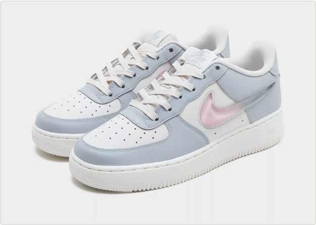【預訂】 NIKE AIR FORCE 1 JELLY SWOOSH 灰白粉果凍剔-GS