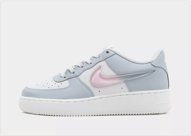 【預訂】 NIKE AIR FORCE 1 JELLY SWOOSH 灰白粉果凍剔-GS