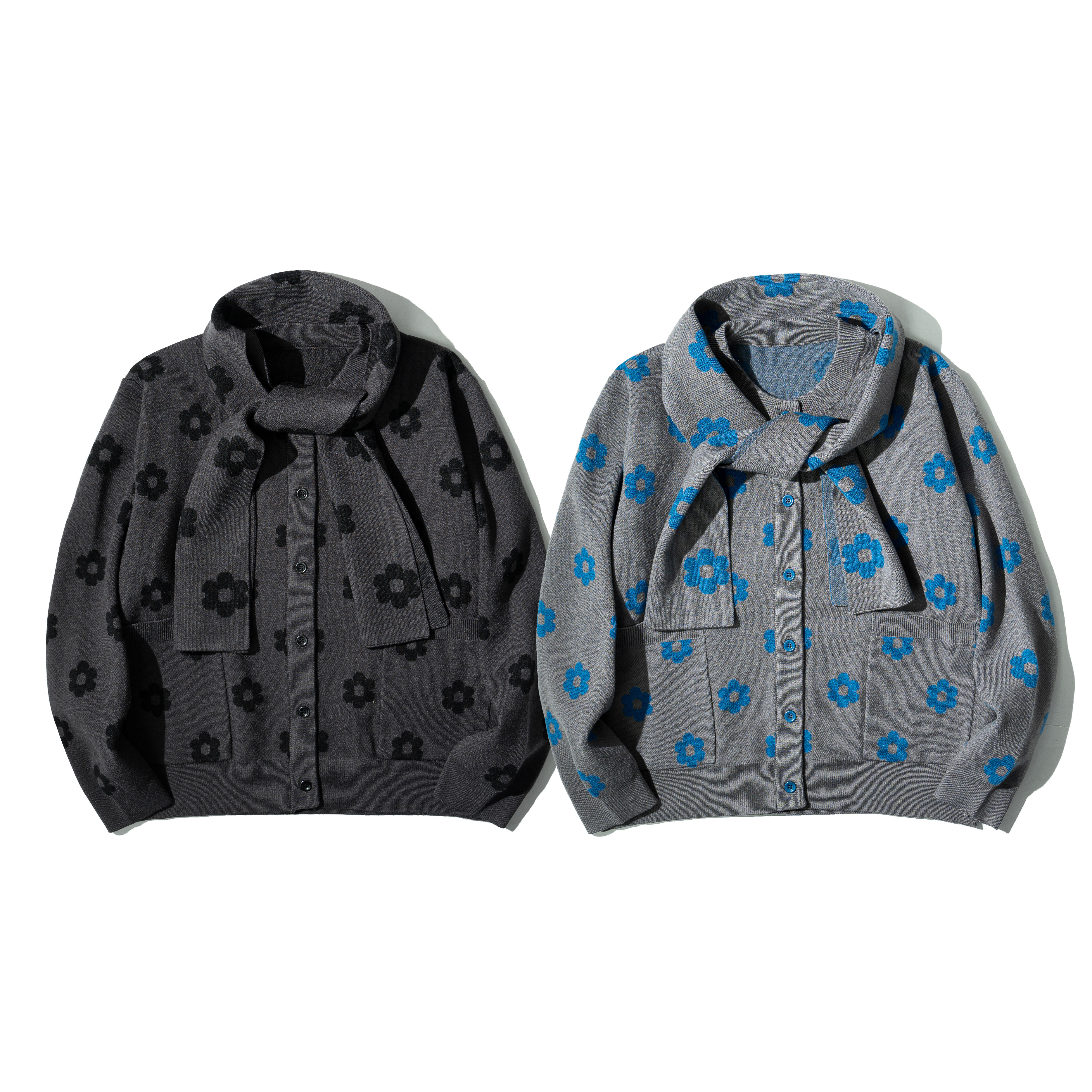 MIAO Flowers Knit Jacket 女裝 附圍巾 小花針織外套 [M-KN5]